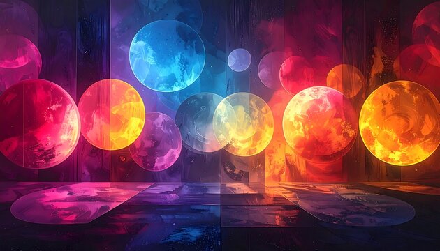 Abstract vibrant sphere scene - Powered by Adobe