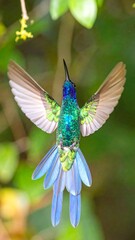 Vibrant hummingbird in flight