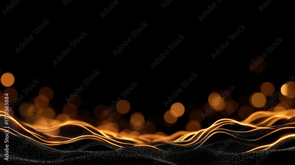 Aufkleber glowing particles in vibrant colors are used to create abstract digital waves that form a dynamic an