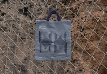 Hunging On a Net Canvas Bag Mockup