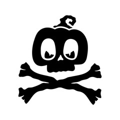 Skull and crossbones icon. Black silhouette. Front view. Vector simple flat graphic illustration. Isolated object on a white background.