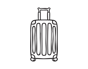 Suitcase luggage, hand drawn doodle, line art, monochrome, hand drawn