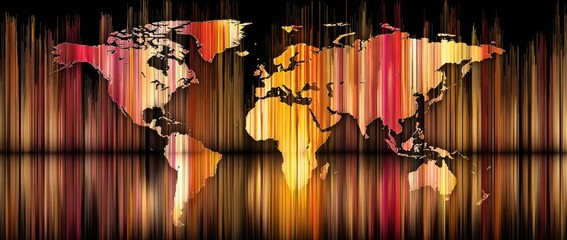 Global supply chain disruption is illustrated through an illuminated world map with fast moving light streaks that represent the flow of logistics and transportation
