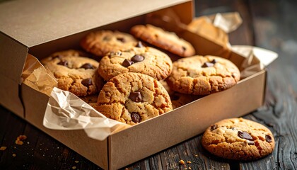 Chocolate chip cookies in a box