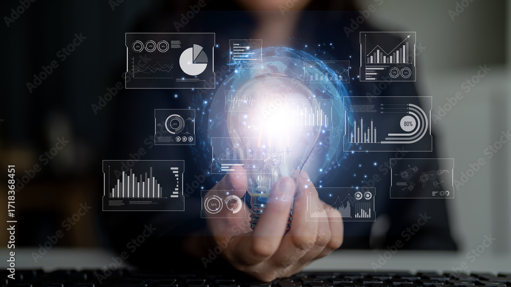 Poster real-time global data analytics dashboard visualizing insights from interconnected systems for decis