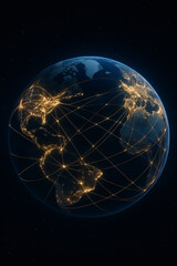 Naklejka premium Global Digital Network Connecting Continents Around Earth