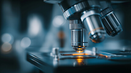 close up of a microscope in laboratory