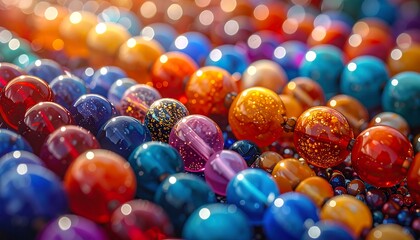 Colorful beaded necklace close-up