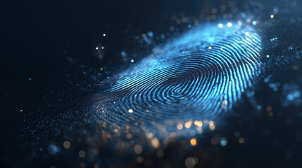 A biometric technology background featuring fingerprint patterns and digital circuits, symbolizing identity recognition, security, and futuristic data innovation.