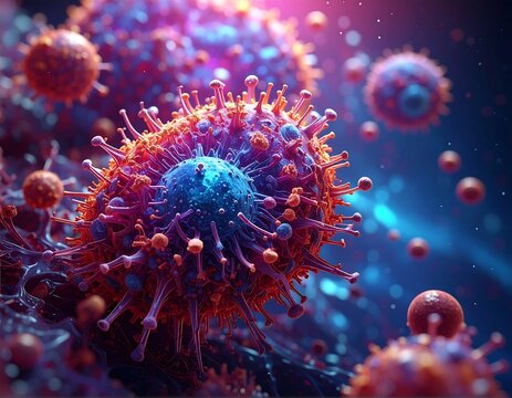 Close-up vibrant virus - Powered by Adobe
