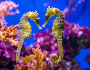 Two Seahorses Face Each Other