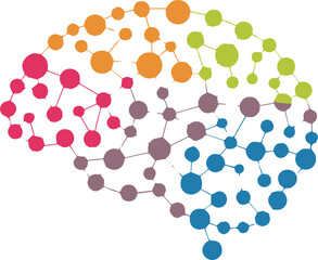 abstract ai brain concept illustration with multicolor neural network nodes lines and technology data mapping