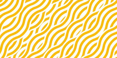 Yellow instant noodle, pasta and spaghetti texture with geometric wavy lines. Ramen, pasta vector pattern.