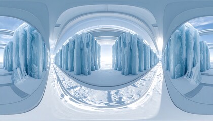Icy, panoramic, futuristic space