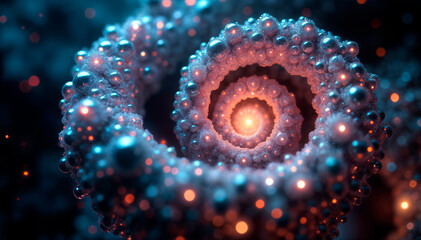 gorgeous complex spiral of diamonds and gemstones unwinding, top view
