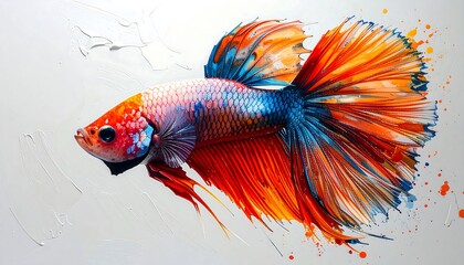 Colorful betta fish on textured background
