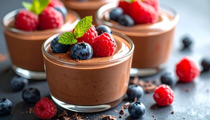 Chocolate dessert parfaits with berries (1)