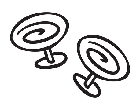 black and white cufflinks with spiral design clip art preview