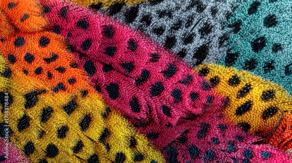 Aufkleber vivid textile patterns showcasing a vibrant array of colors and textures with bold dots and stripes 