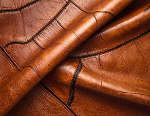 Close-up view of folded brown leather