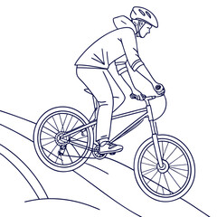 Fototapeta premium silhouette of a man riding a bike