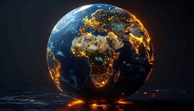 Illuminated Earth on fiery base