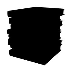 Obraz premium Stack of books silhouette against a white background ideal for library education reading and literature themed designs and illustrations