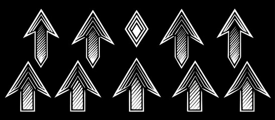 Collection of Black and White Up Arrows: Graphic Design Elements