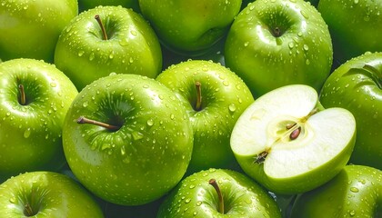 Fresh green apples close-up