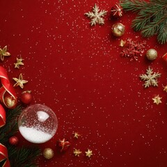 A Stunning Arrangement of Holiday Decorations Featuring Red, Gold, and Green Elements for a Festive Christmas Celebration