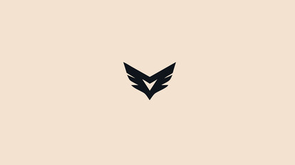 Obraz premium Abstract icon featuring a stylized winged V shape in dark teal on light peach