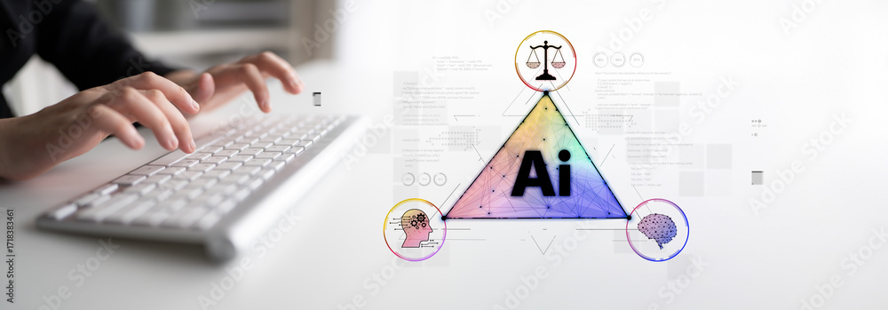 Fototapete ai assistant brain processor with llm technology, big data, machine learning, generative ai for busi