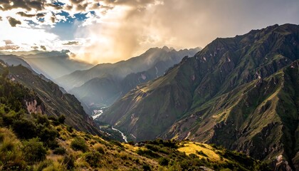 Fototapeta premium Majestic Andean valley at sunset