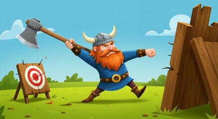 Viking axe throwing recreation
