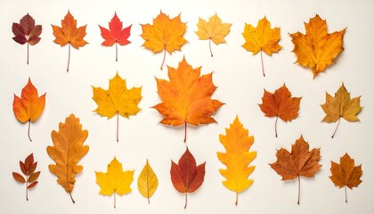 Fototapeta premium Autumn leaves arranged on white background (6)