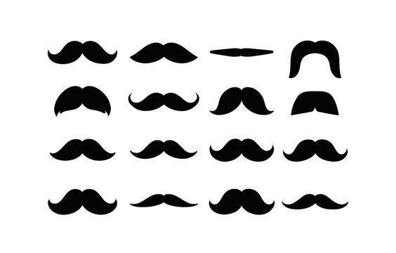 Diverse black silhouette mustache set for stylish grooming and design