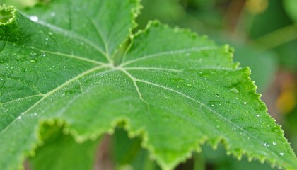 Closeup of a wet leaf