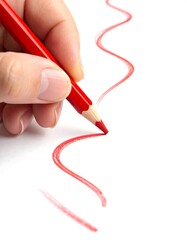Hand drawing red wavy lines