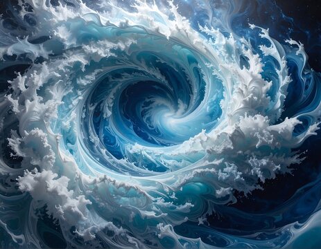Abstract swirling vortex of turquoise and white water