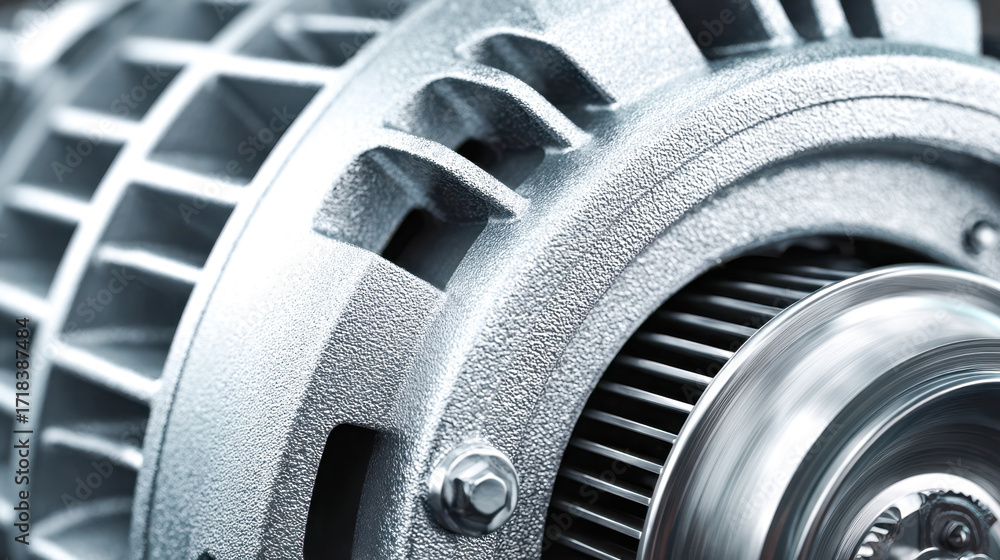 Poster close-up of a high-performance engine turbine component of an industrial machine