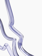 Abstract glass bold lines on the white background. Abstract liquid shapes. Soft gradient colors