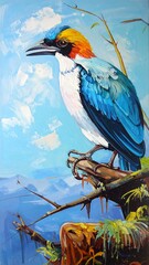 Colorful bird perched on a branch (1)