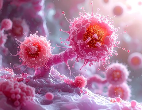 Close-up view of pink cells