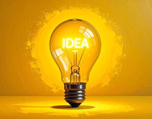 Illuminated lightbulb with the word "IDEA" inside