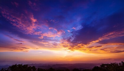 The Morning Sky Looks Like A Bright Golden And Blue Purple Sky