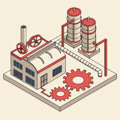 vector illustration of industrial factory