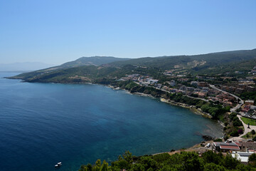 Castelsardo town, aerial view. Sardegna, Italy