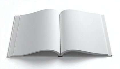 Open book, blank pages, white background