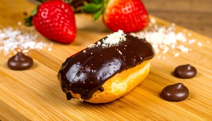 Chocolate pastry with strawberries