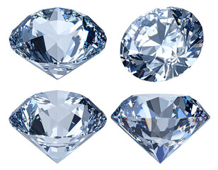 Four highly detailed,faceted diamonds, rendered in a realistic style, displayed in a grid pattern.  Each diamond shows different facets and reflections, creating a sense of depth and brilliance